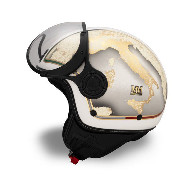 Casco jet Italia Bianco Orizzonte: elegancia luminosa e identidad italiana
