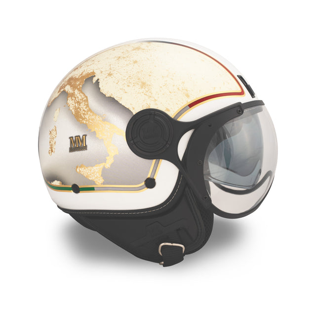 Casco jet Italia Bianco Orizzonte: elegancia luminosa e identidad italiana
