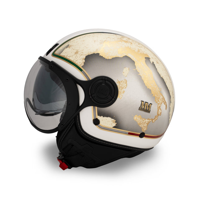 Casco jet Italia Bianco Orizzonte: elegancia luminosa e identidad italiana
