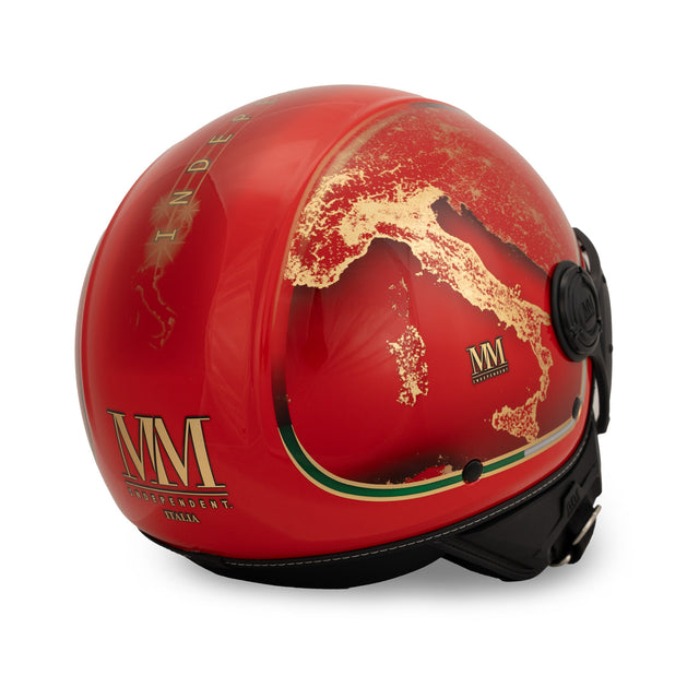 Casco jet Rosso Italia: acabados oro, identidad italiana, carácter icónico
