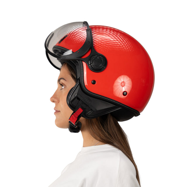 Casco JET A-Ventura Rosso Monocromo di MM Independent