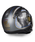 Casco jet Torino con decorazioni oro Chrometech®, sculture dell'angelo nero di Piazza Statuto - vista tre quarti